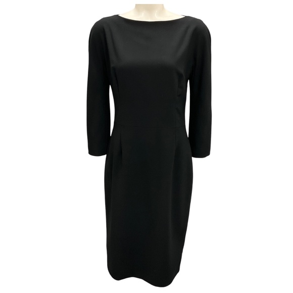 CHRISTIAN DIOR BLACK CLASSIC WOOL MIDI DRESS - Picture 1 of 5